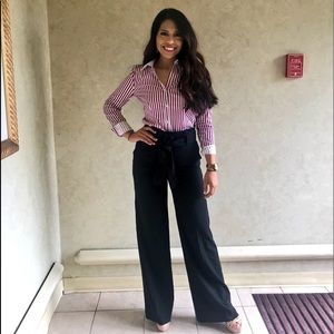 New York and Company striped fuchsia button up